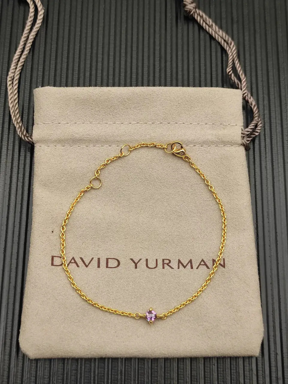 David Yurman Gold Solitaire Purple Diamond Bracelet